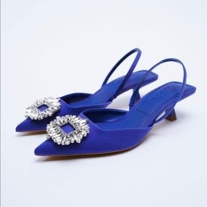 Zara SHIMMERY SLINGBACK HEELS with tag